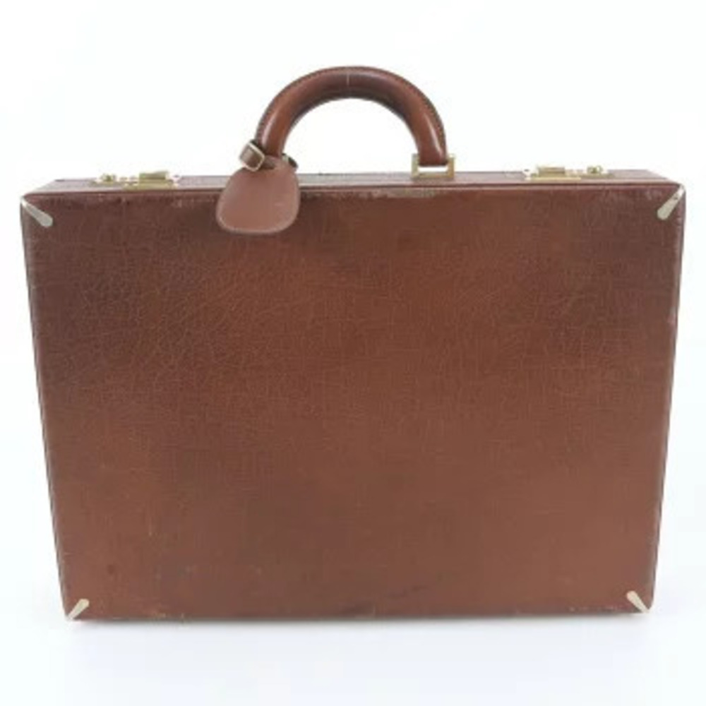 Gucci Leather Attach Case Hard Bag Business Travel Top Handle Bag Brown